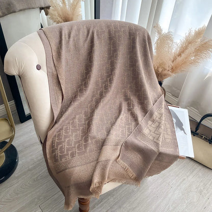 Golden Silk Blend Shawl Wrap for Women Long Scarf