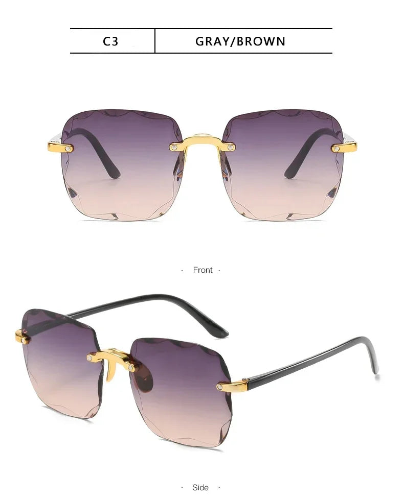Rimless Sunglasses Unisex Square UV400 Protection All Day Comfort