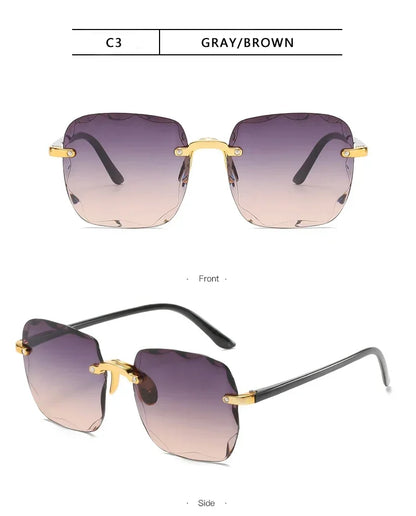 Rimless Sunglasses Unisex Square UV400 Protection All Day Comfort