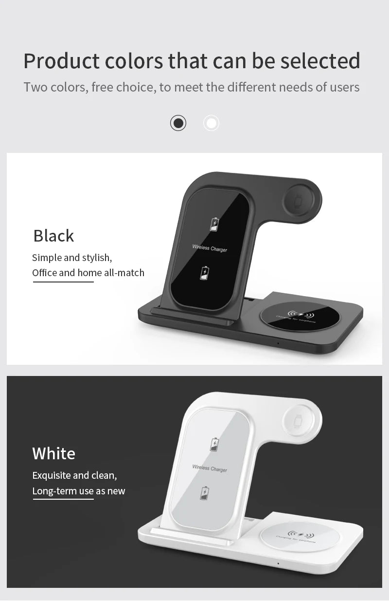 Foldable Wireless Dock for Smartphones and Earbuds 3-in-1