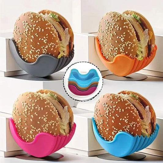 4PCS Adjustable Burger & Sandwich Holders – No-Mess Silicone Grips | The Ultimate Food Hack You’ll Wish You Had Sooner!