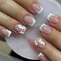 24Pcs French Tip Handmade Press On Nails Minimalist Solid Color Fake Nails Medium Square Full Cover Press On Nail Tips With Glue