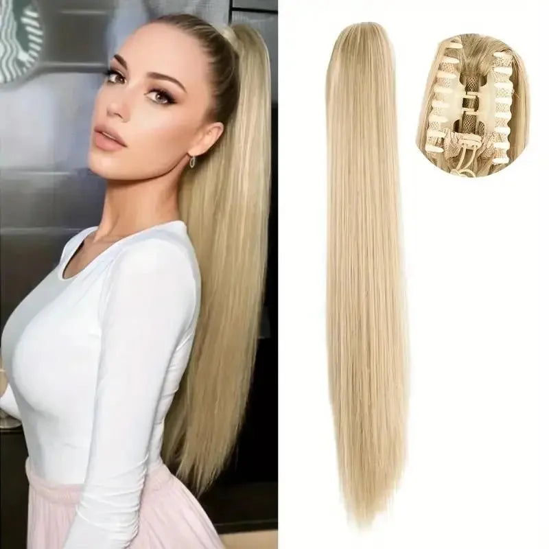 Heat-Friendly Clip-In Ponytail Extensions for Instant Length and Fullness with Natural Look