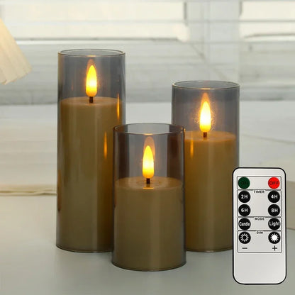 Flameless Candle Set with Remote Timer for Weddings and Parties