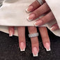 24Pcs French Tip Handmade Press On Nails Minimalist Solid Color Fake Nails Medium Square Full Cover Press On Nail Tips With Glue