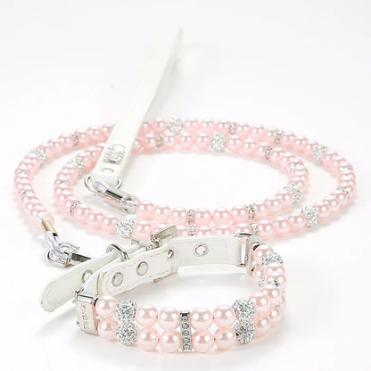 Pet Leash Collar Jewelry Pearl Cat Necklace Small and Medium-sized Dog Harnesses Supplies Wholesale