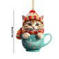 Christmas Tree Cat Pendant - Acrylic Fun Christmas Decorations Party Supplies
