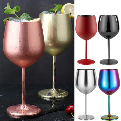 500ml Stainless Steel Wine Glass Goblet Sets Durable Metal Cup for Red Wine Champagne Bar Party Kitchen Goblets Drinking Utensils