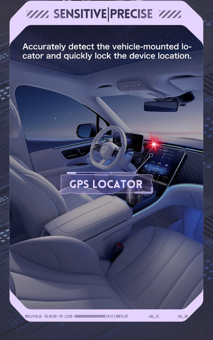 Smart camera detector, anti-eavesdropping and anti-tracking device in a car interior.
