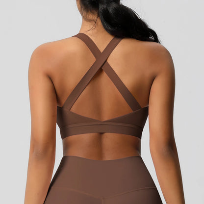 Women’s Yoga Bra Crop Top Nylon Elastane Supportive Sling Back