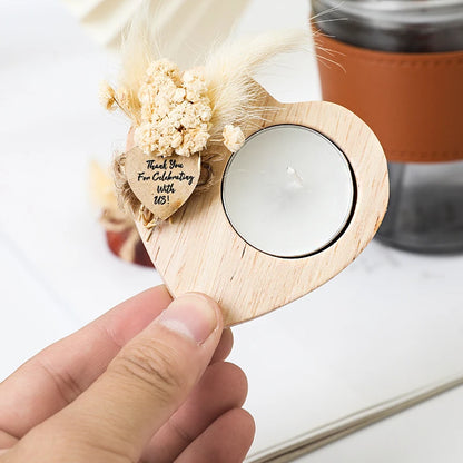 Heart Shaped Wooden Candle Holder Wedding Table Centerpiece