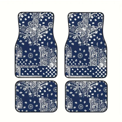 4Pcs Bohemian Car Floor Mats Rubber Back Heavy Duty Persian Carpet Car Decoration Dirty Resistant Car Floor Protector Rugs