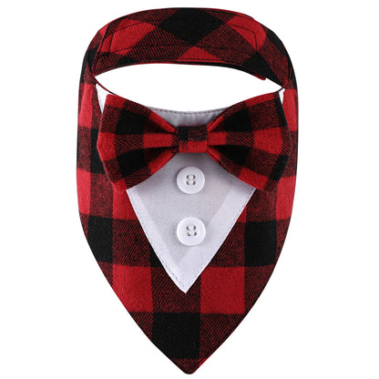 Wedding Big Dog Triangle Scarf with Bow Tie Handsome Pet Bandana for Small Large Dogs Golden Retriever Shepherd Labrador Bibs