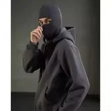 Unisex Cotton Blend Zip Hoodie With Built-In Hooded Face Mask For Cold Weather And Everyday Wear