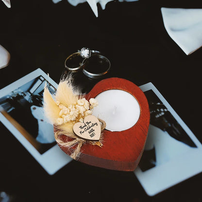 Heart Shaped Wooden Candle Holder Wedding Table Centerpiece