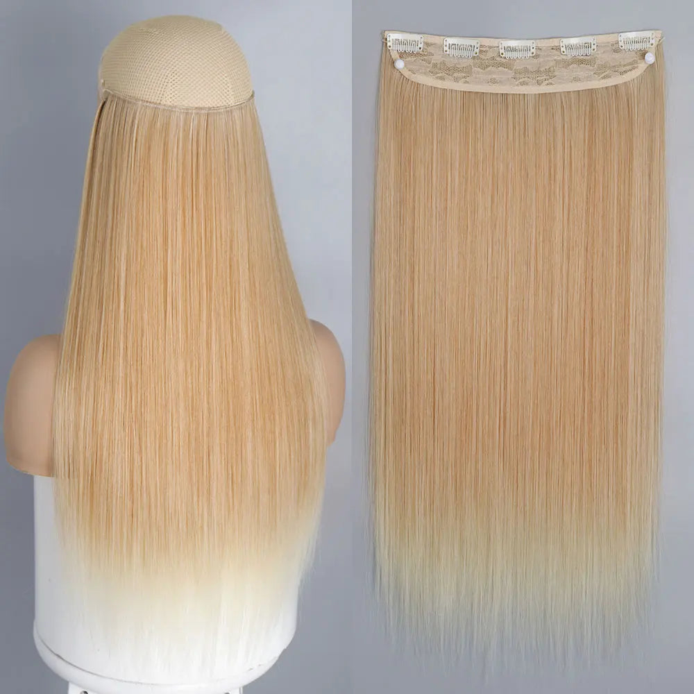Heat-Resistant Clip-In Hair Extensions Five Clips for Dark Hair