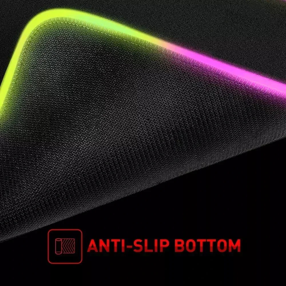 Large RGB LED gaming desk mat with city sunset print