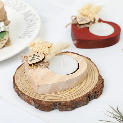 Heart Shaped Wooden Candle Holder Wedding Table Centerpiece