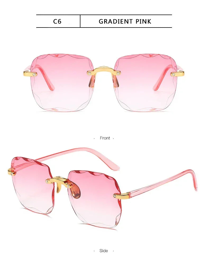 Rimless Sunglasses Unisex Square UV400 Protection All Day Comfort