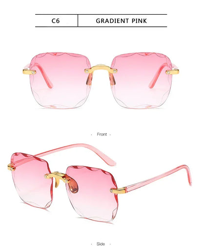 Rimless Sunglasses Unisex Square UV400 Protection All Day Comfort