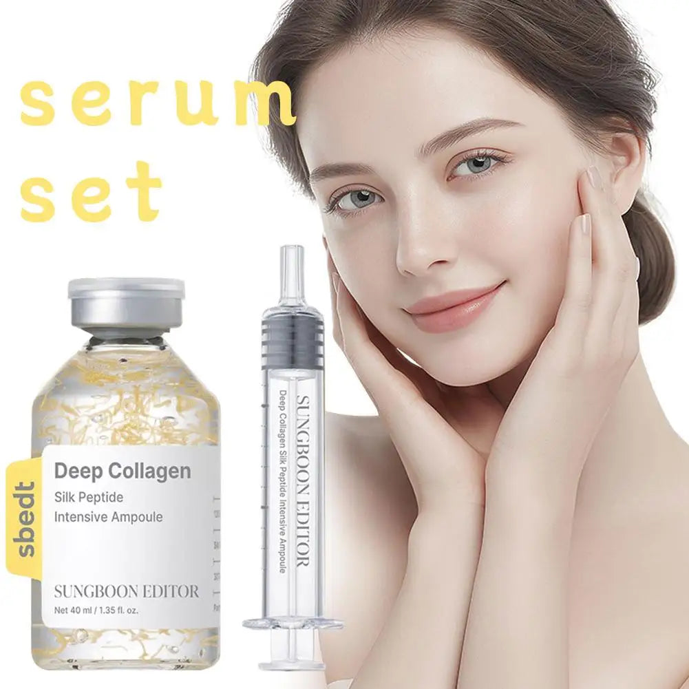 Korean Facial Care Set Featuring Collagen Silk Peptide Ampoule And Retinol Capsule For Revitalizing Brightening