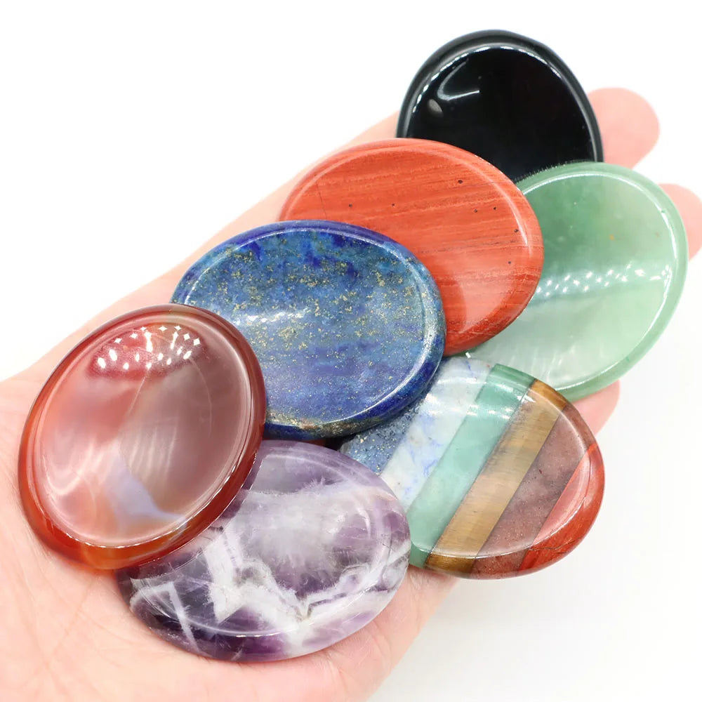 Hand-carved polished multi-colored stone set for home decor used for meditation and calming focus.
