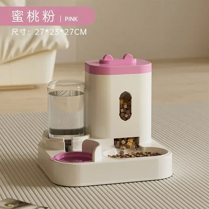 Automatic Pet Feeder with Water Fountain - Large Dispenser for Cats Dogs Puppy Kitten