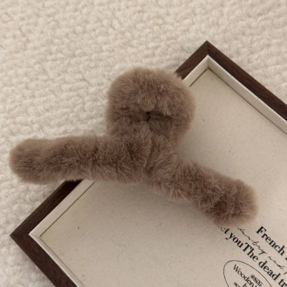 Faux Fur Hair Claw for Women Elegant Acrylic Crab Barrette Hairpin Girl-Hair Accessories Furry Headwear Hair Claw Clip