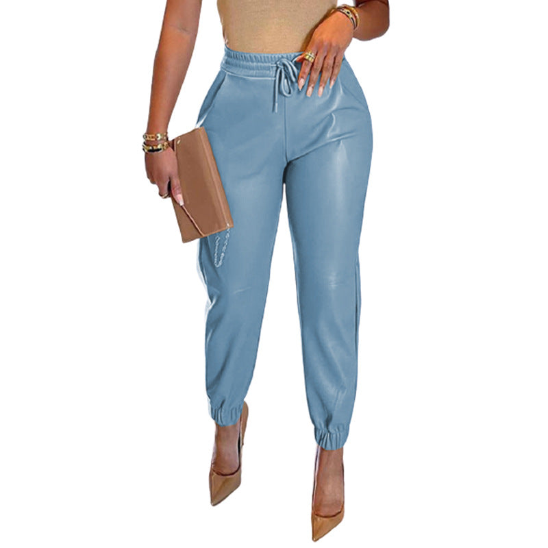 Sculpted PU Leather Pants With High Waist And Relaxed Harem Fit For Versatile Office To Evening Wear
