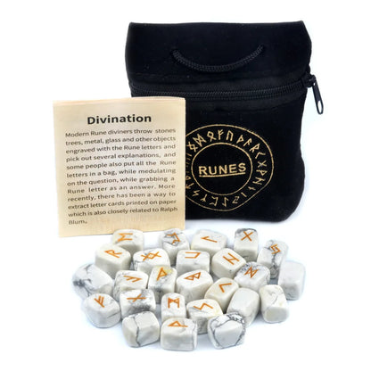 Natural Crystal Agate Rune Set Stones for Divination and Meditation