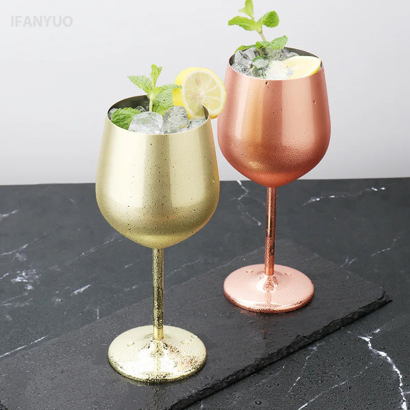 500ml Stainless Steel Wine Glass Goblet Sets Durable Metal Cup for Red Wine Champagne Bar Party Kitchen Goblets Drinking Utensils
