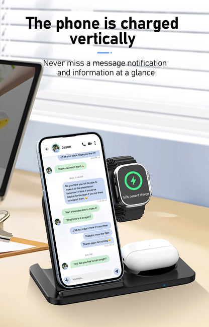 Foldable Wireless Dock for Smartphones and Earbuds 3-in-1
