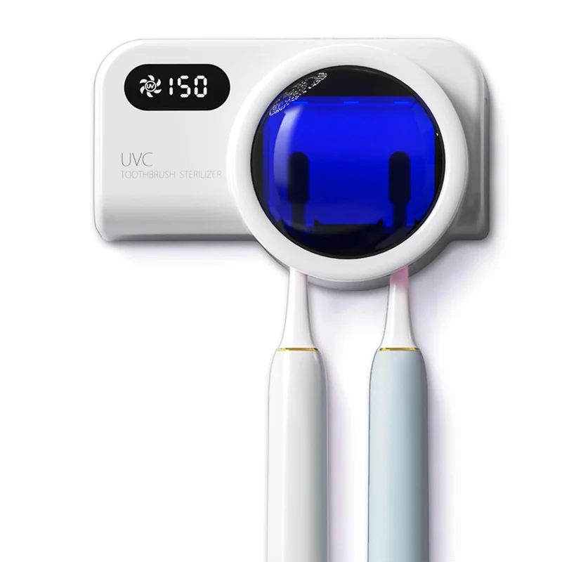 Smart Toothbrush Holder with Wall Mount and Rechargeable Cleaner