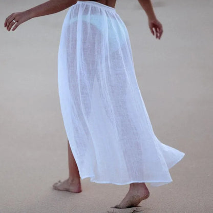 Women's Cotton Cover-Up Tunic Sarong with Sheer Floral Pattern