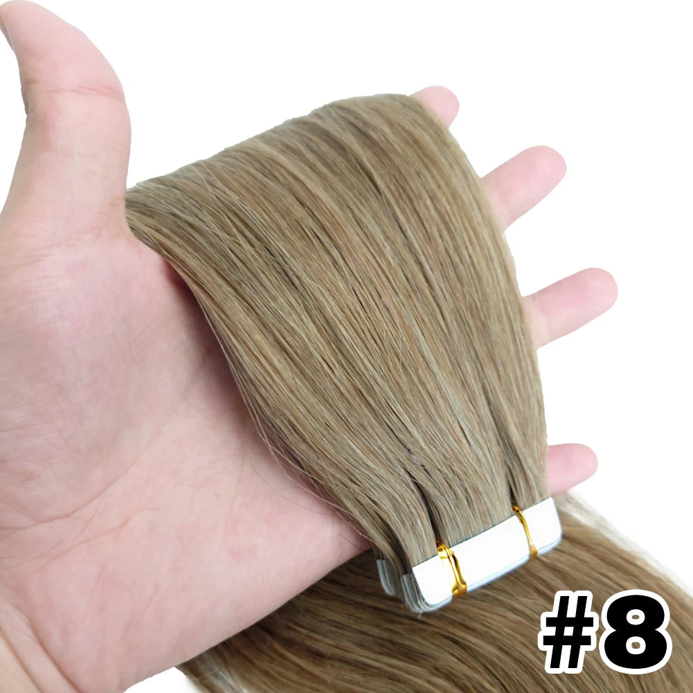 Straight Hair Extensions with Tape In Remy Hair Skin Weft