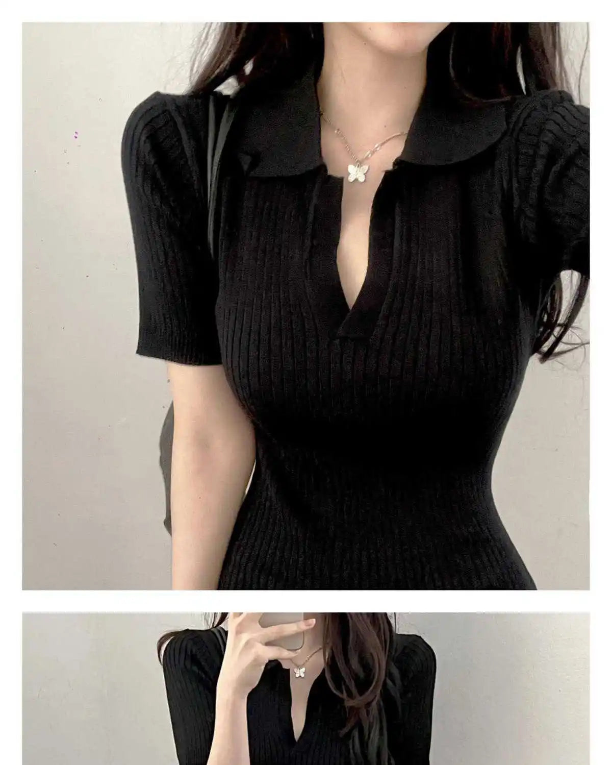 Breathable Dress with V-Neck and Empire Waist Knee Length for Effortless Daytime Style
