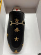 Polished Flat Mule Slippers for Women with Chain Detail