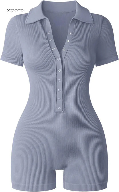 Breathable Collared Jumpsuit with Cinched Waist