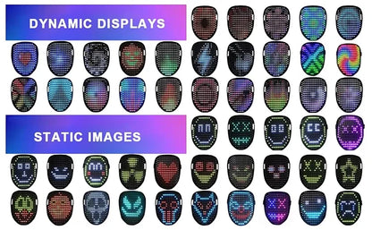 LED Gesture Sensing Mask - Light Up Face Transforming Halloween Costume Mask
