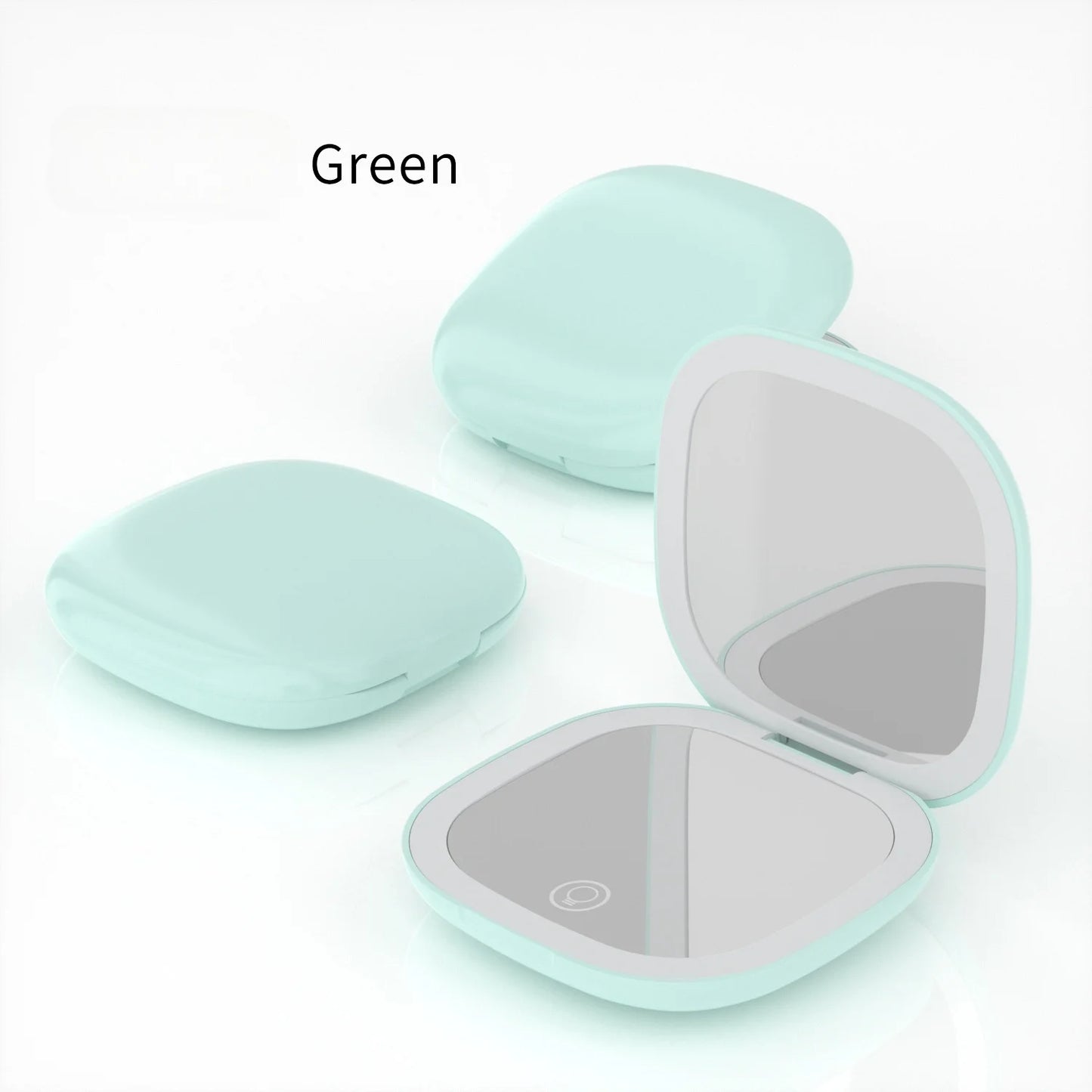 Portable Makeup Mirror with LED Fill Light Pocket Handheld Round Folding USB Charging Adjustable Hairdressing Tri Color Light