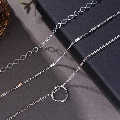 Layered Gold Necklaces for Women Stackable14K Gold Silver Plated Circle Paperclip Chain Pendant Choker Necklace Set For Woman