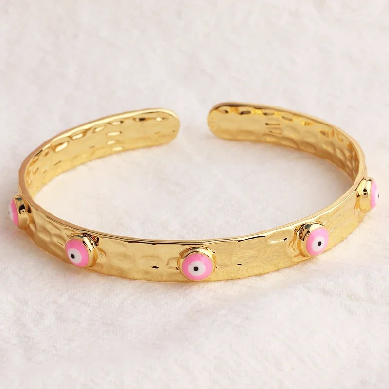 Women’s gold-plated evil eye crystal cuff bracelet
