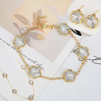 Silver Plated Rose Gold Clover Bracelet - Luxurious High Quality Jewelry for Women