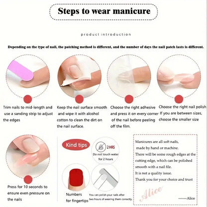 Glossy Press on Nails Set Short Oval Shiny Gradient French Nail Art Design Reusable Full Cover Fake Nails with Glue for Girls