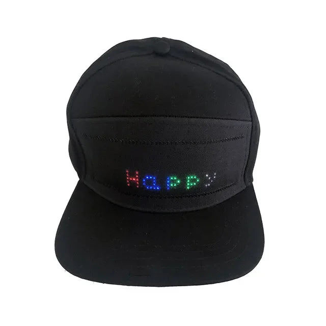 Led Luminous Advertising Hat DIY Custom Words Pixel Lighting Rechargeable Bluetooth APP Control Scrolling Message Flexible Cap