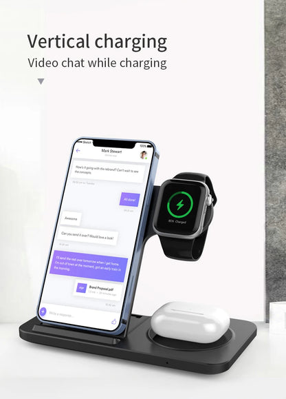 Foldable Wireless Dock for Smartphones and Earbuds 3-in-1