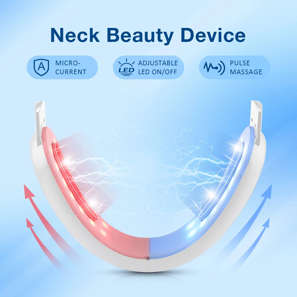 White curved LED facial lifting device with red and blue light for anti-aging skin care.
