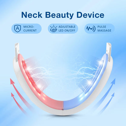 White curved LED facial lifting device with red and blue light for anti-aging skin care.