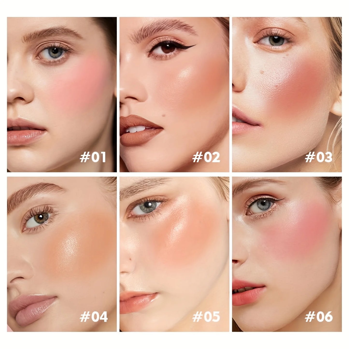 Waterproof Cream Blush Palette with Six Shades for All Skin Tones
