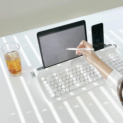 Retro Wireless Bluetooth Typewriter Keyboard 108 Keys Abs Office